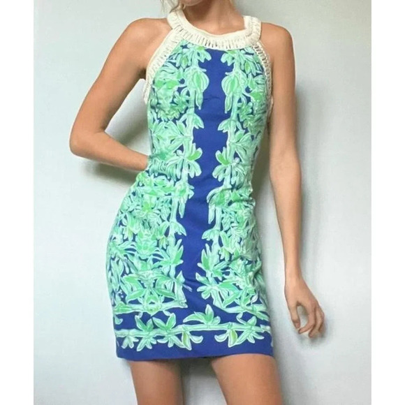 Lilly Pulitzer Dresses & Skirts - Lilly Pulitzer Blue Green Tropical Cotton Sheath Dress $218
